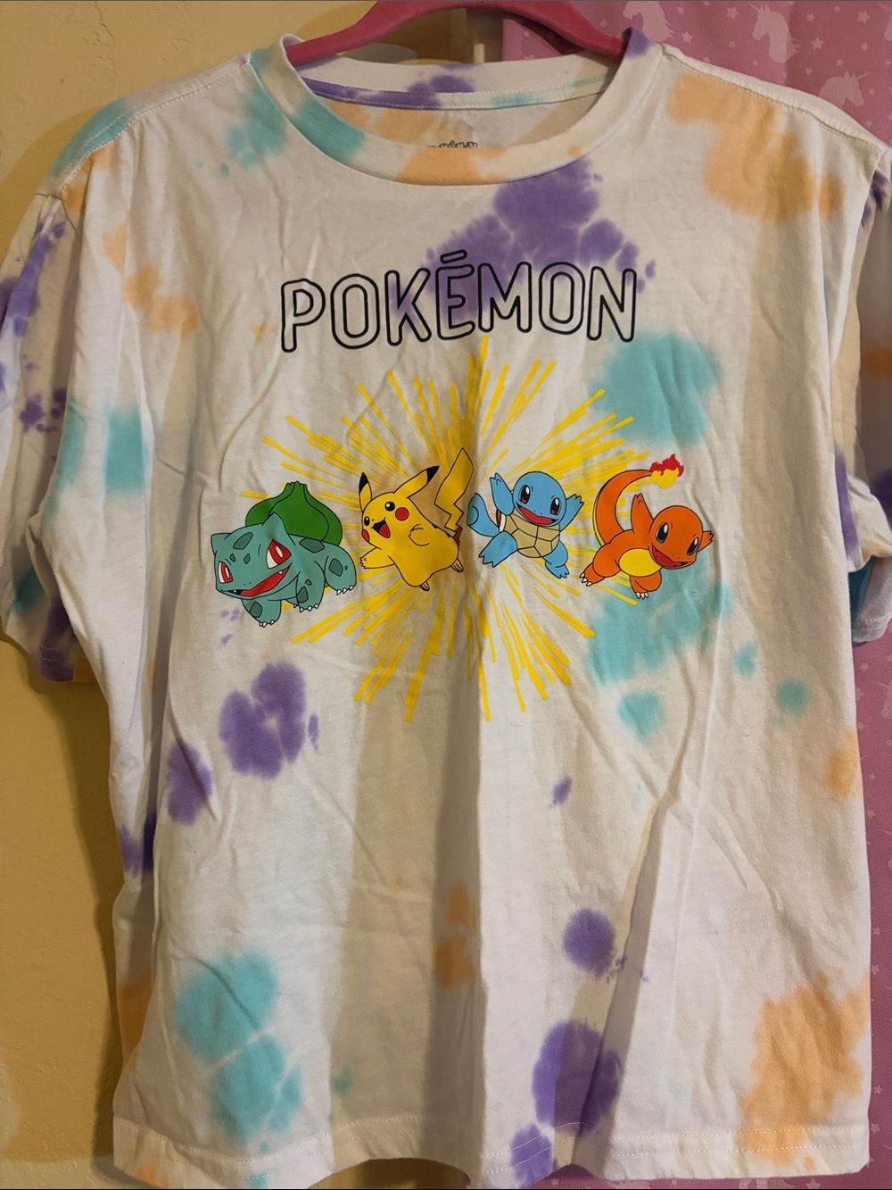 Pokémon Tie-Dye Crop Top with Pikachu, Bulbasaur, Squirtle & Charmander